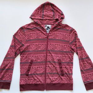 Beautiful Giant Full Zip Lightweight Hooded Sweatshirt Red Size Large